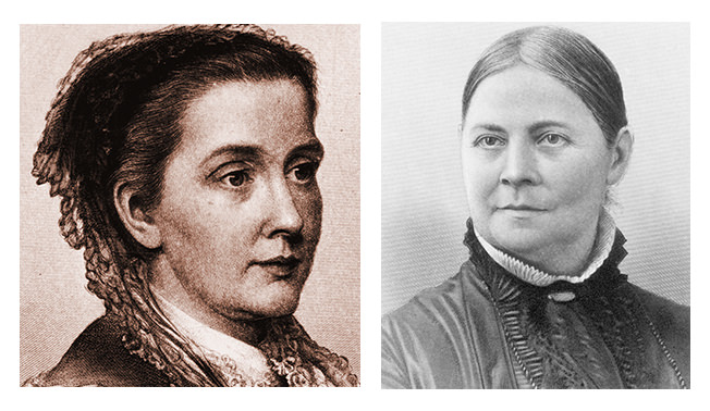 Portraits of Julia Ward Howe and Lucy Stone.