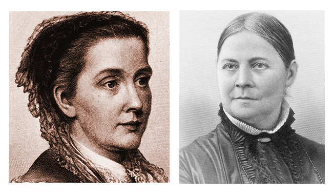 Portraits of Julia Ward Howe and Lucy Stone.