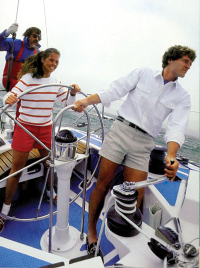 Man wearing long sleeve SPF rated Sportif shirt on yacht.